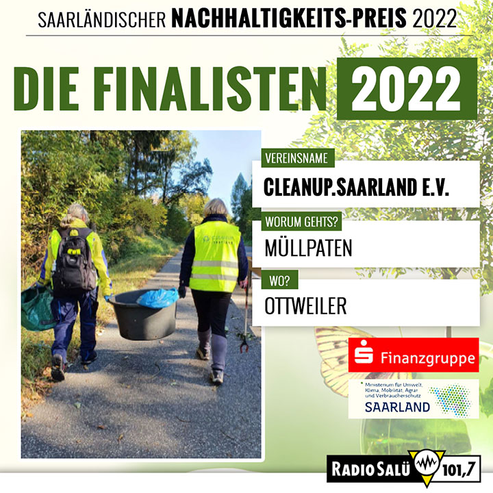 Cleanup.Saarland ist einer von 12 Finalisten für den Nachhaltigkeitspreis von Radio Salü