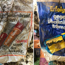 gefunden am 19. April 2020 im Stennweiler Wald von Tobias Maurer<br/>
Werbetüte für Systral und Rovadan<br/>
womöglich aus den 1980er Jahren