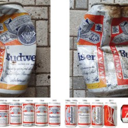 gefunden am 6. März 2021 in der Zollhausstraße in Neunkirchen
Budweiser-Dose
Verfallsdatum auf dem Boden 1983